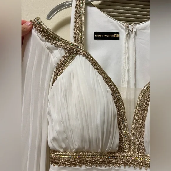 Gorgeous White and Gold Dress for Bride, Bridesmaids/ Baby Shower and More! | Color: Gold/White | Size: 38 | Ayarashid's Closet